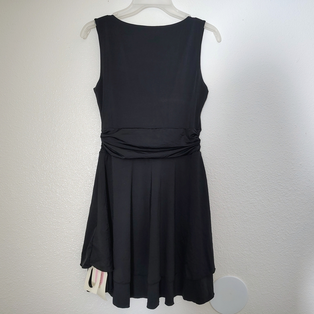 IWD Women’s Black Sleeveless Fit & Flare Dress – Ruched Waist – Size S – NWT - Picture 9 of 13